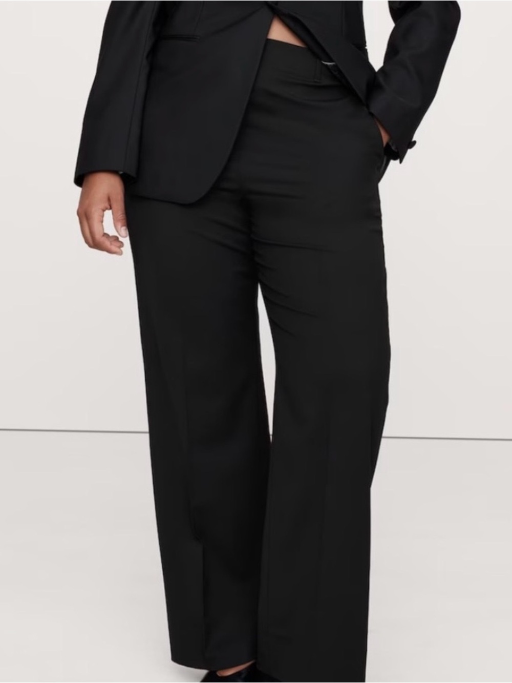 Banana Republic High Rise Modern Straight Siena Italian Wool Pant Black 18
